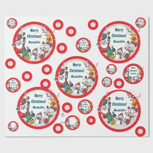 Papel De Presente Círculo de Natal de Símbolos Favoritos de Feriado (Aberto)