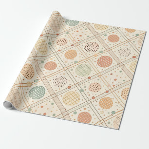 Papel De Presente Círculo Geométrico Retro   Abstrato de Meados do S