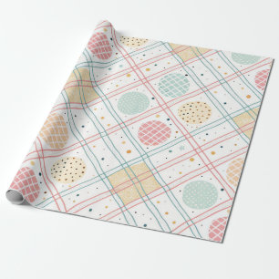 Papel De Presente Círculo Geométrico Retro   Abstrato de Meados do S