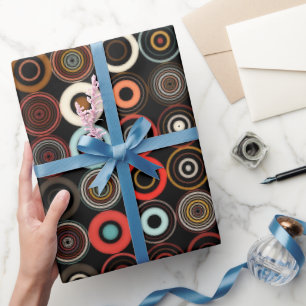 Papel De Presente Círculo Multicolorido de Boho Retroativo