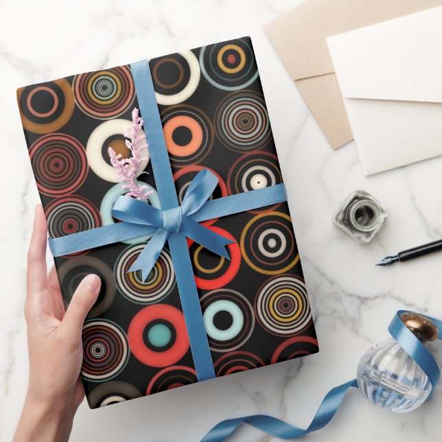 Papel De Presente Círculo Multicolorido de Boho Retroativo (Presentear)