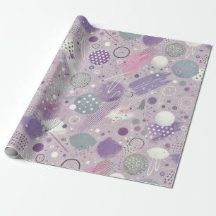 Papel De Presente Círculos abstrato púrpura com acentos de tiras de 