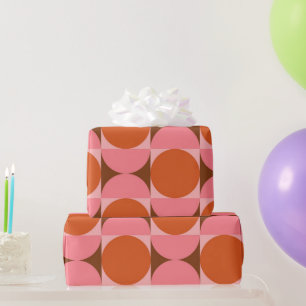 Papel De Presente Círculos abstratos rosa e laranja de meados do séc