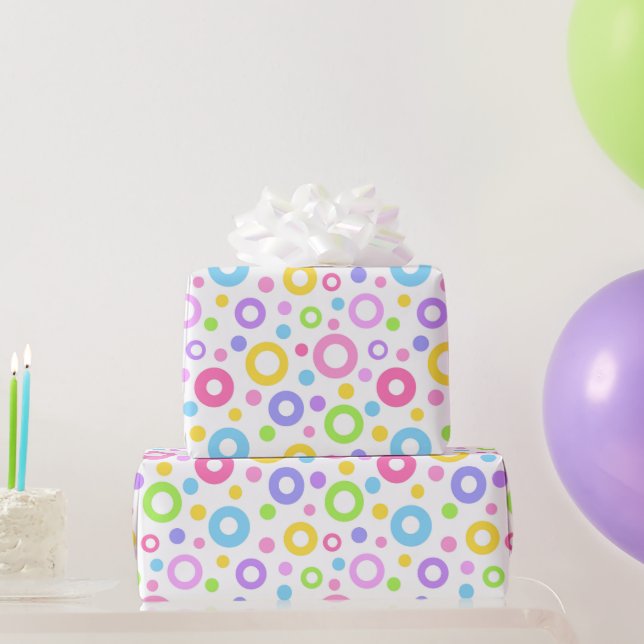 Papel De Presente Círculos Coloridos Pastel (Presentes para festas)