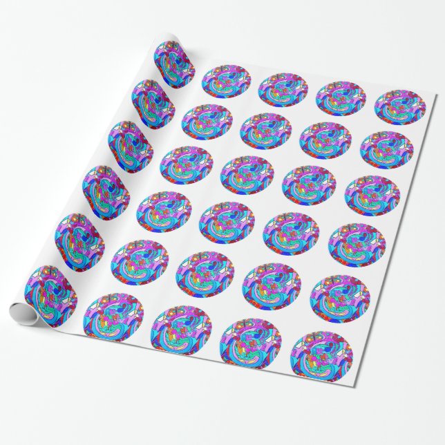 Papel De Presente círculos de amor hippie (Desenrolado)