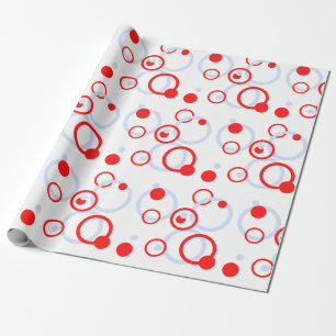 Papel De Presente Círculos de cor azul-bebê e vermelho