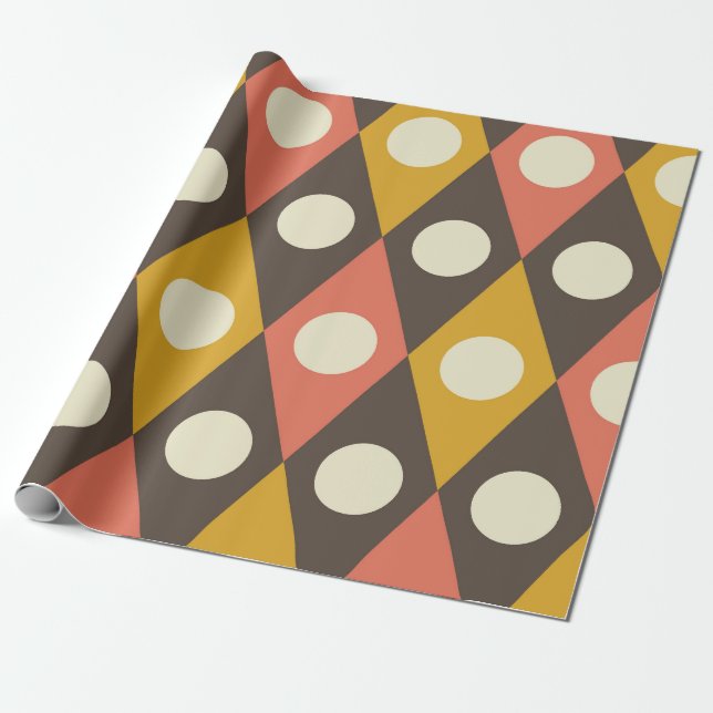 Papel De Presente Círculos de Meados do Século em Diamantes de Mosta (Desenrolado)