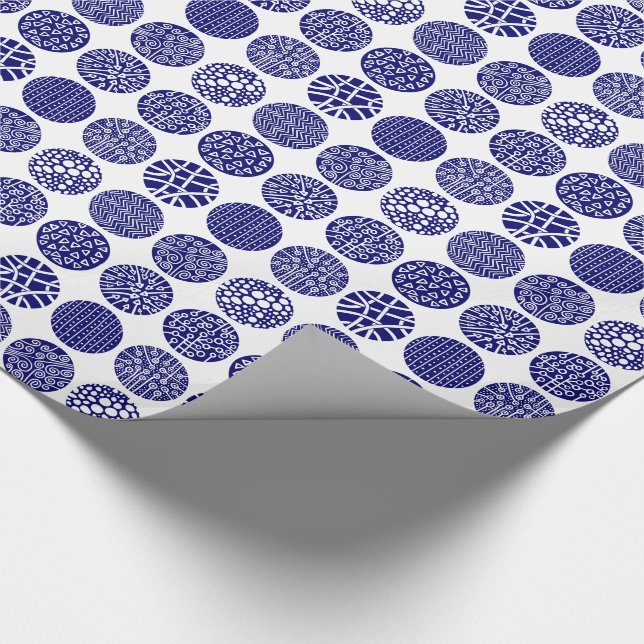 Papel De Presente Círculos decorativos - Marinho profundo e branco (Ponta)