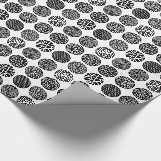 Papel De Presente Círculos decorativos - Preto e Branco (Ponta)