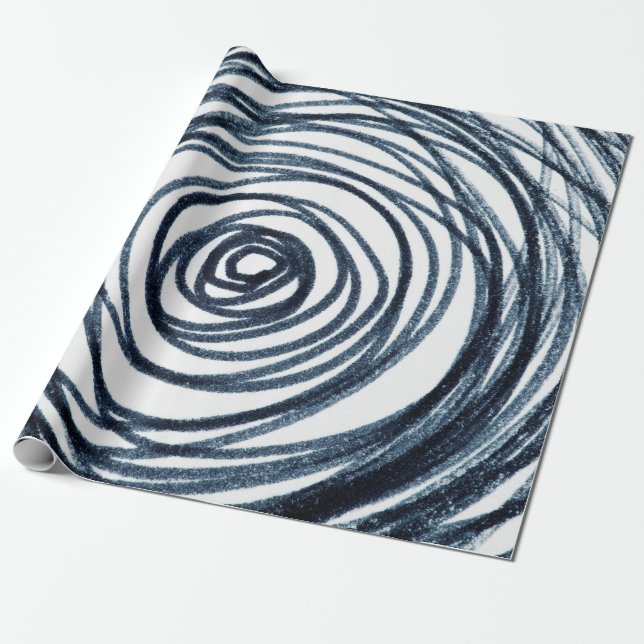 Papel De Presente Círculos desenhados à mão, padrão espiral com abst (Desenrolado)