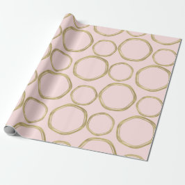 Papel De Presente Círculos Dourados & Rosa Corado Moderno Fashionabl