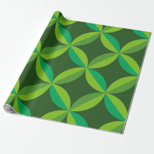 Papel De Presente Círculos Geométricos Meados do Século Verde Limão