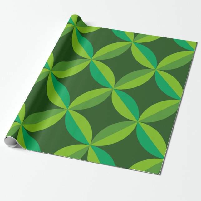Papel De Presente Círculos Geométricos Meados do Século Verde Limão  (Desenrolado)