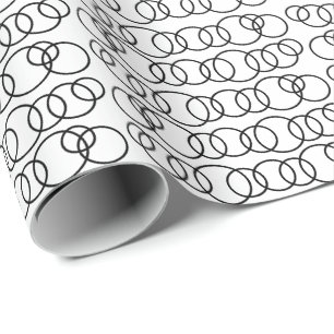 Papel De Presente Círculos Pretos e Brancos Padrão Geométrico