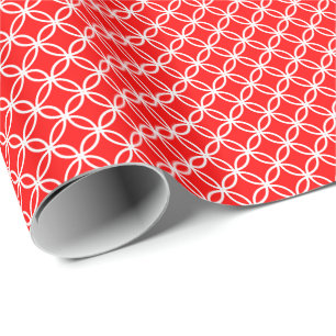 Papel De Presente Círculos sobrepostos brancos asiáticos em vermelho