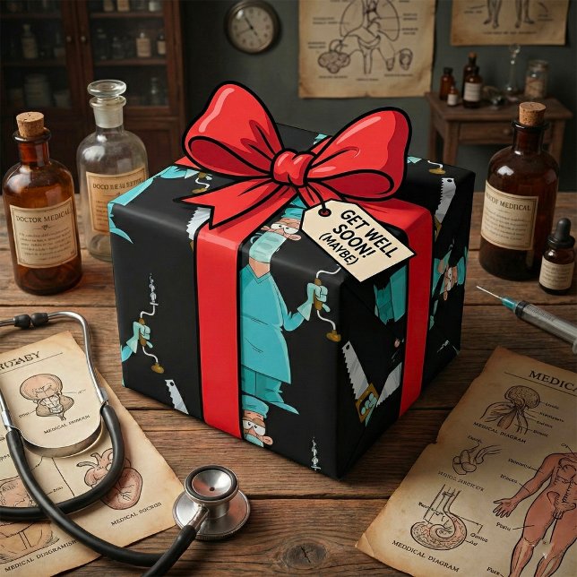 Papel De Presente Cirurgião Engraçado Cartoon Hillarie Humor Médico (Criador carregado)