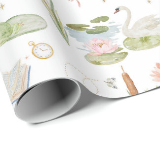 Papel De Presente Cisne Capivaras Lagoa capim-tabua