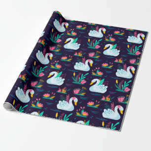 Papel De Presente Cisne Decorativo
