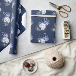 Papel De Presente Cisnes Azuis Elegantes Personalizados