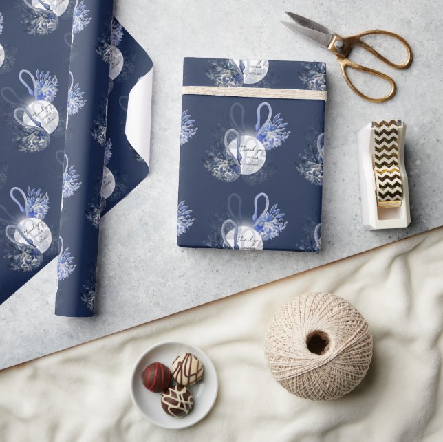 Papel De Presente Cisnes Azuis Elegantes Personalizados (Artesanato)