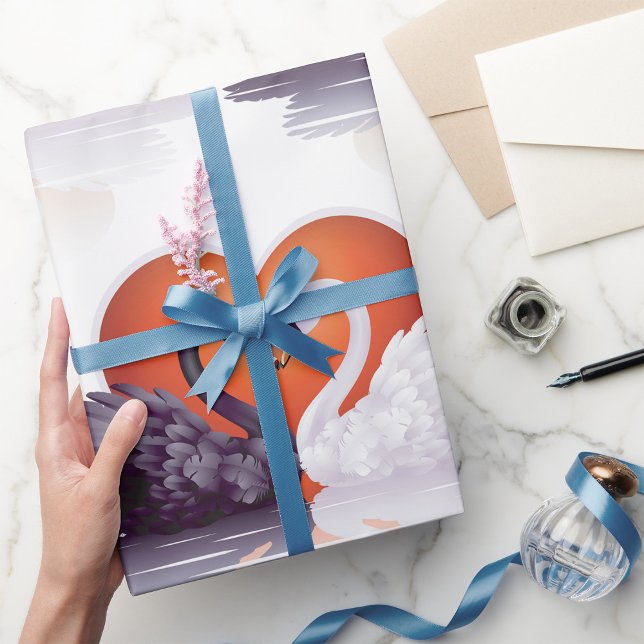 Papel De Presente Cisnes Pretas E Brancas (Criador carregado)