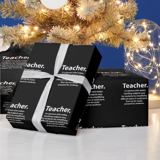 Papel De Presente Citação de Apreciação de Professor Preto e Branco (Feriados)