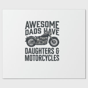 Papel De Presente Citação de Pai e Filhas de Motocicleta Vetor Vinta