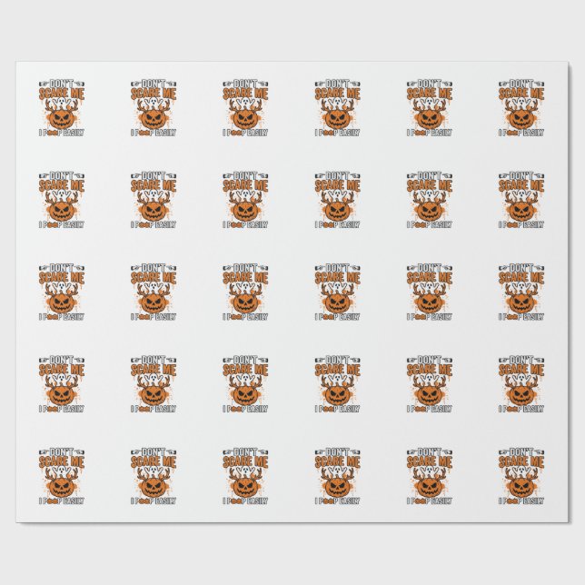 Papel De Presente Citação engraçada de abóbora de fantasma de Hallow (Aberto)