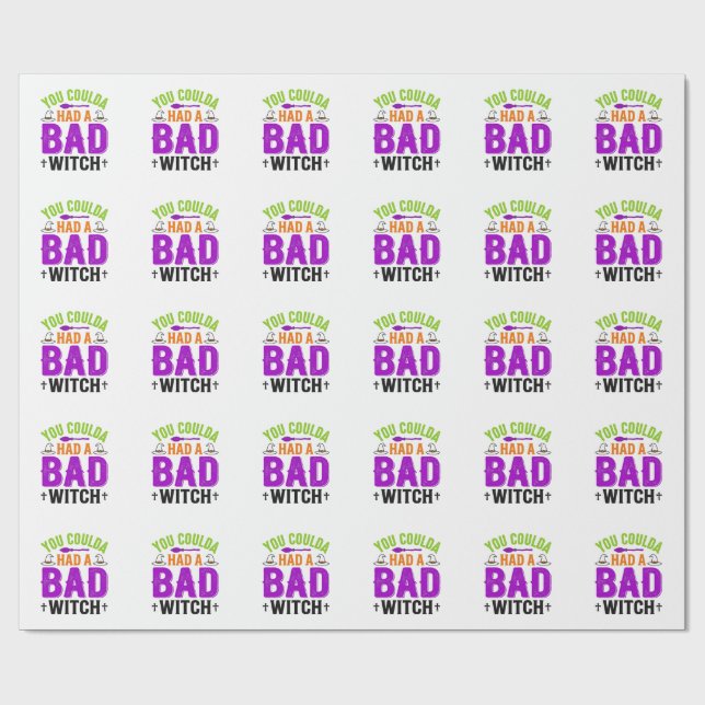 Papel De Presente Citação engraçada de bruxa ruim de Halloween Desig (Aberto)