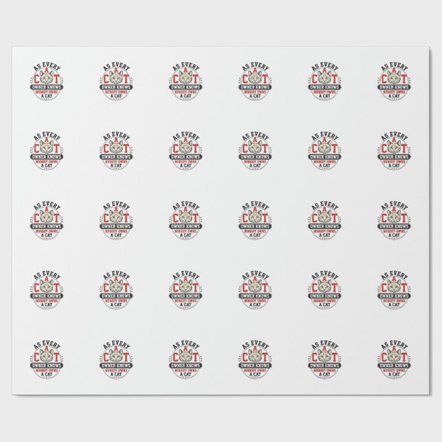 Papel De Presente Citação engraçada de dono de gato, design de gravu (Aberto)