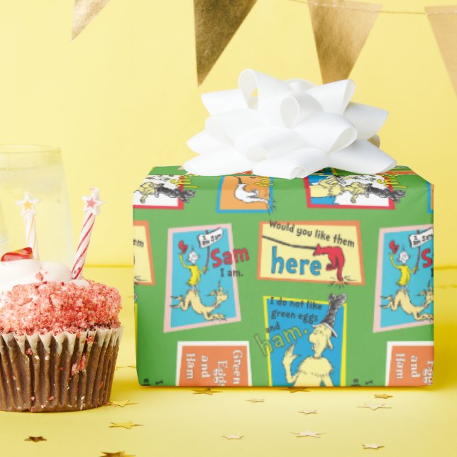 Papel De Presente Citações da História de Ovos Verdes e Presunto do  (Festa de aniversário)