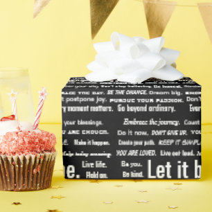 Papel De Presente Citações Inspiradoras Curtas em Preto