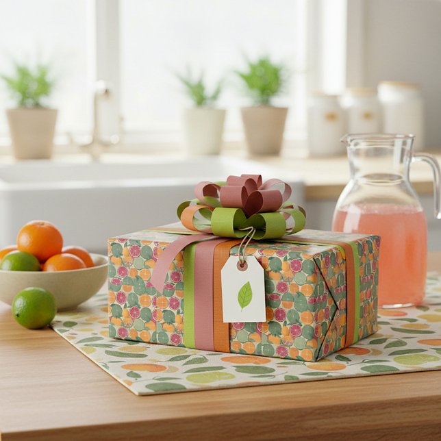 Papel De Presente Citros em tons suaves (Criador carregado)