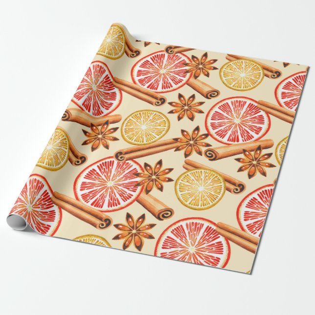 Papel De Presente Citrus e Spice Feliz Natal (Desenrolado)
