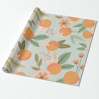 Papel De Presente Citrus Floral Tropical Mint Green