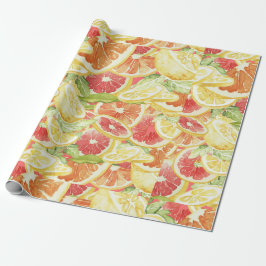 Papel De Presente Citrus Grapefruit Lemon e Orange