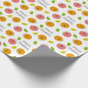 Papel De Presente Citrus Multi 'Happy Birthday'