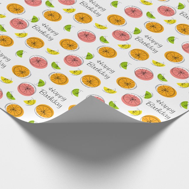 Papel De Presente Citrus Multi 'Happy Birthday' (Ponta)