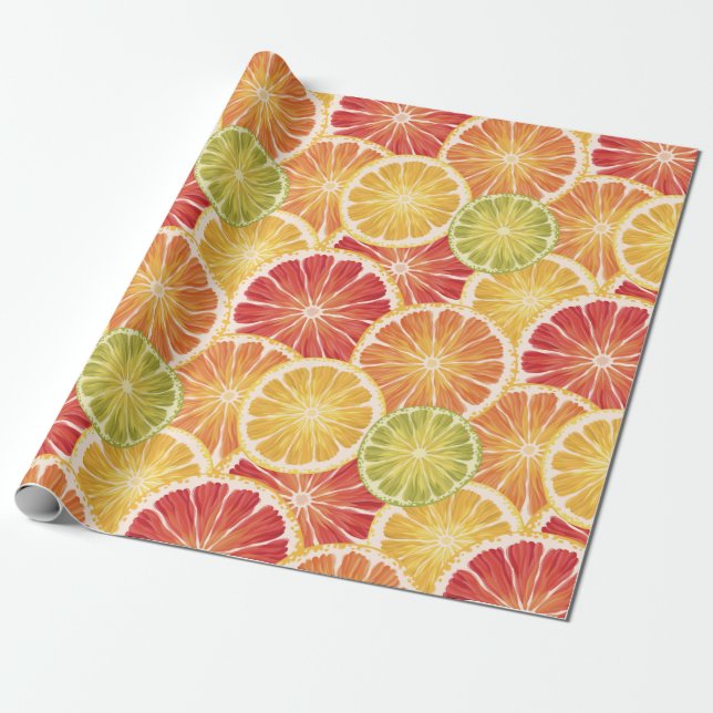 Papel De Presente Citrus Slices (Desenrolado)