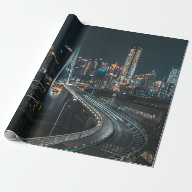 PAPEL DE PRESENTE CITY BUILDINGS DURING NIGHT TIME (Desenrolado)