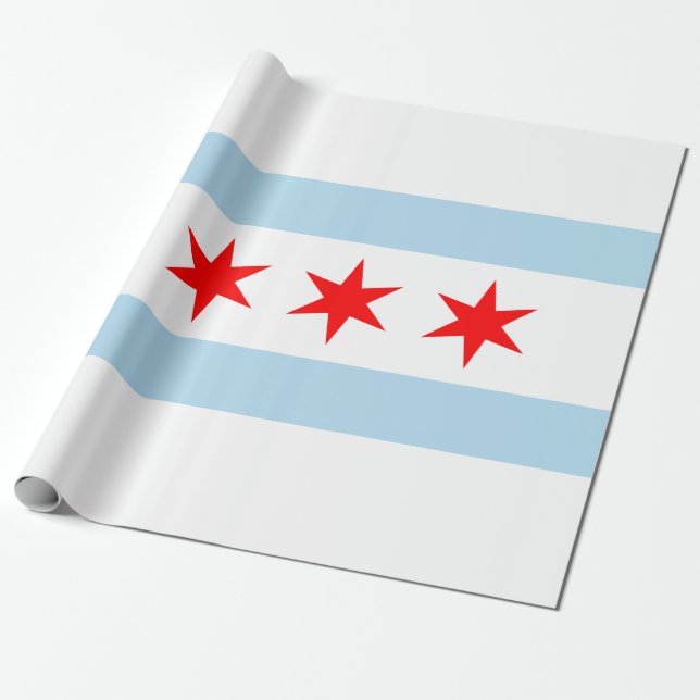 Papel De Presente City Flag de Chicago (Illinois) (Desenrolado)
