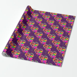 Papel De Presente CKC-Peace, Love and Popsicle's, Purple-Gift Wrap
