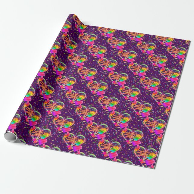 Papel De Presente CKC-Peace, Love and Popsicle's, Purple-Gift Wrap (Desenrolado)