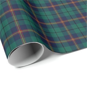 Papel De Presente Clan Carmichael Tartan Dark Xadrez Verde