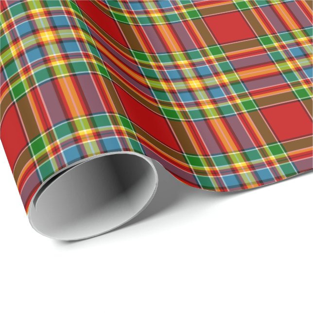 Papel De Presente Clan Chattan Tartan Red Xadrez Escocesa (Ponta do rolo)