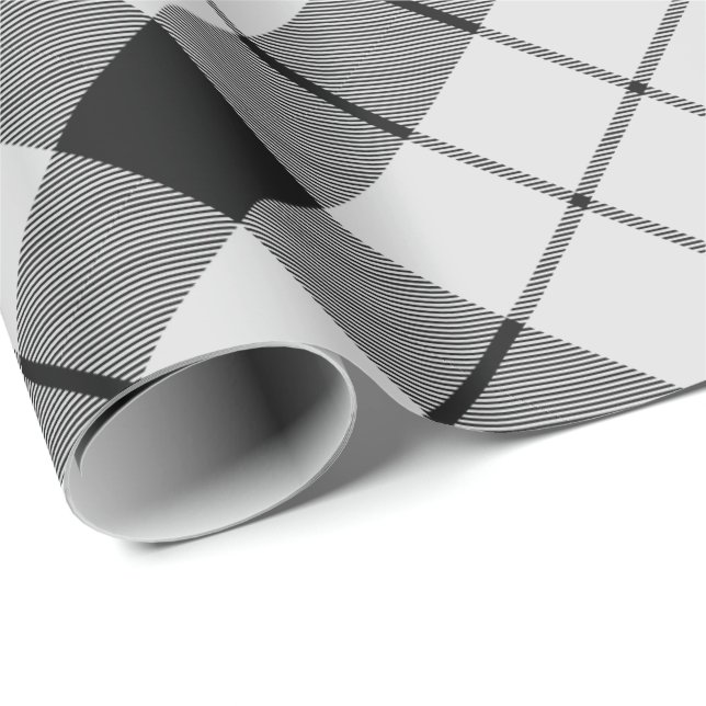 Papel De Presente Clan MacFarlane Black and White Tartan (Ponta do rolo)