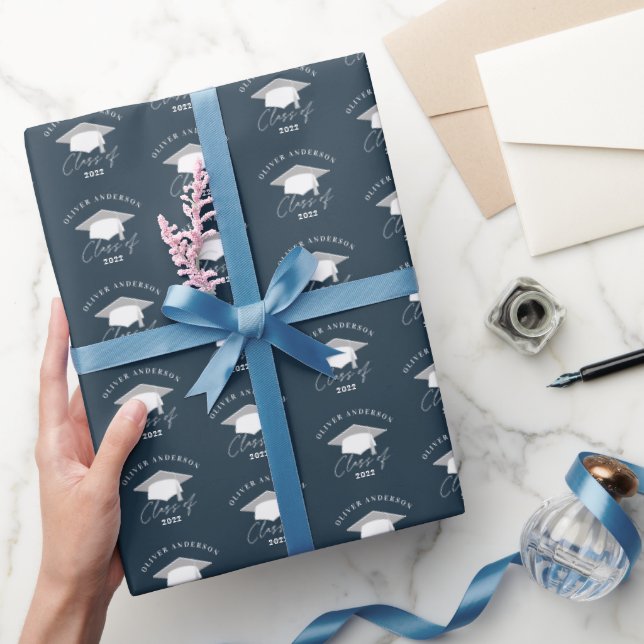 Papel De Presente Classe azul elegante e moderna de graduação (Presentear)