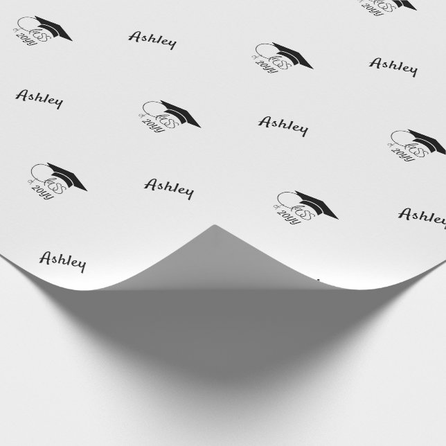 Papel De Presente Classe de ano personalizado Nome moderno preto (Ponta)