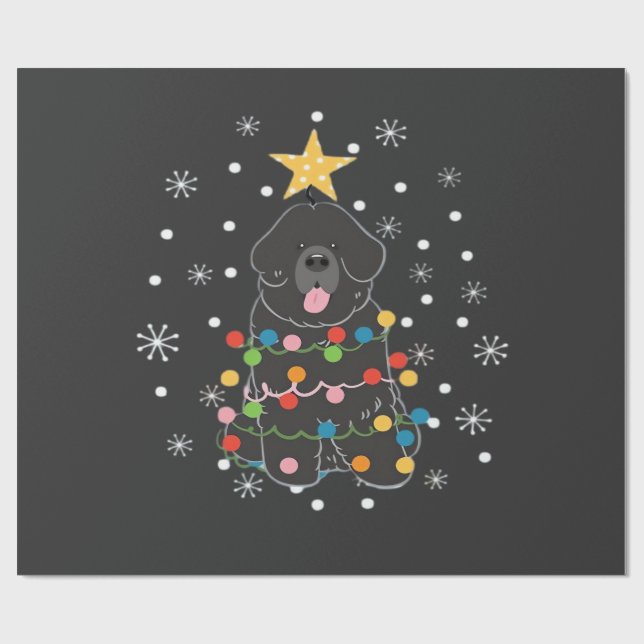 Papel De Presente Classe de árvore de Natal do cão Newfie Newfoundla (Aberto)