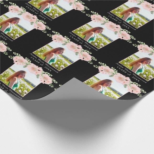 Papel De Presente Classe de graduação floral de Flor Rosa Moderna 20 (Ponta)